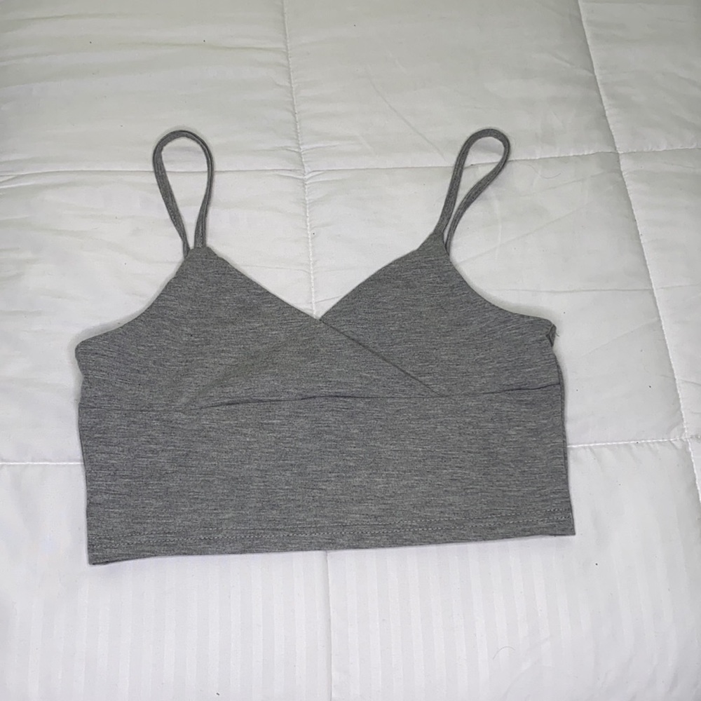 Size xs grey surplice crop top